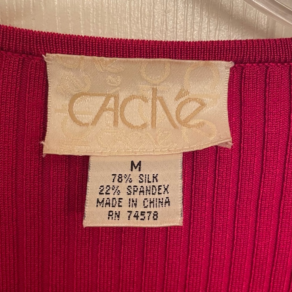 Cache Red V-Neck Top With Rhinestone Zipper - image 7